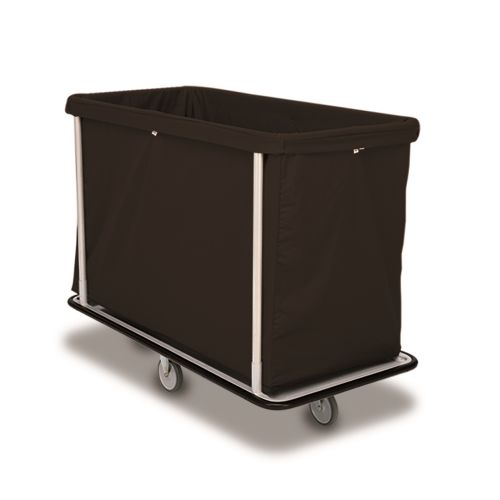 Forbes® Laundry Cart, 15 Bushel, 48.5 × 23.5 × 39 in, Silver Frame, Black Bag, 2 Swivel, 2 Rigid